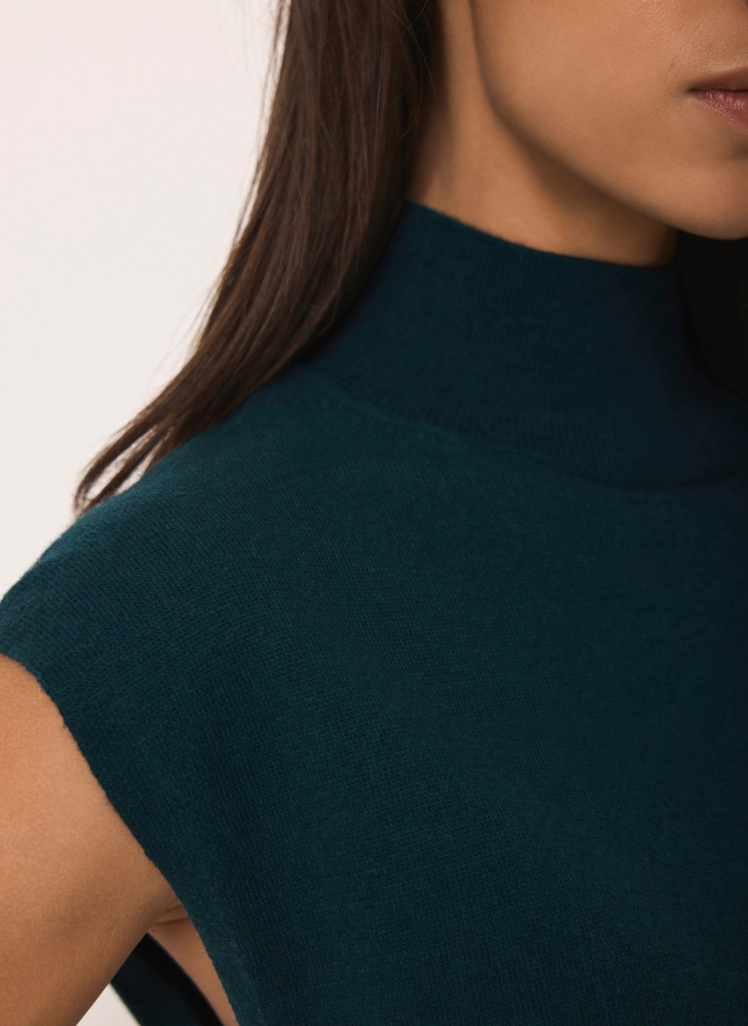 Teal Wool Blend Sleeveless Knit Top