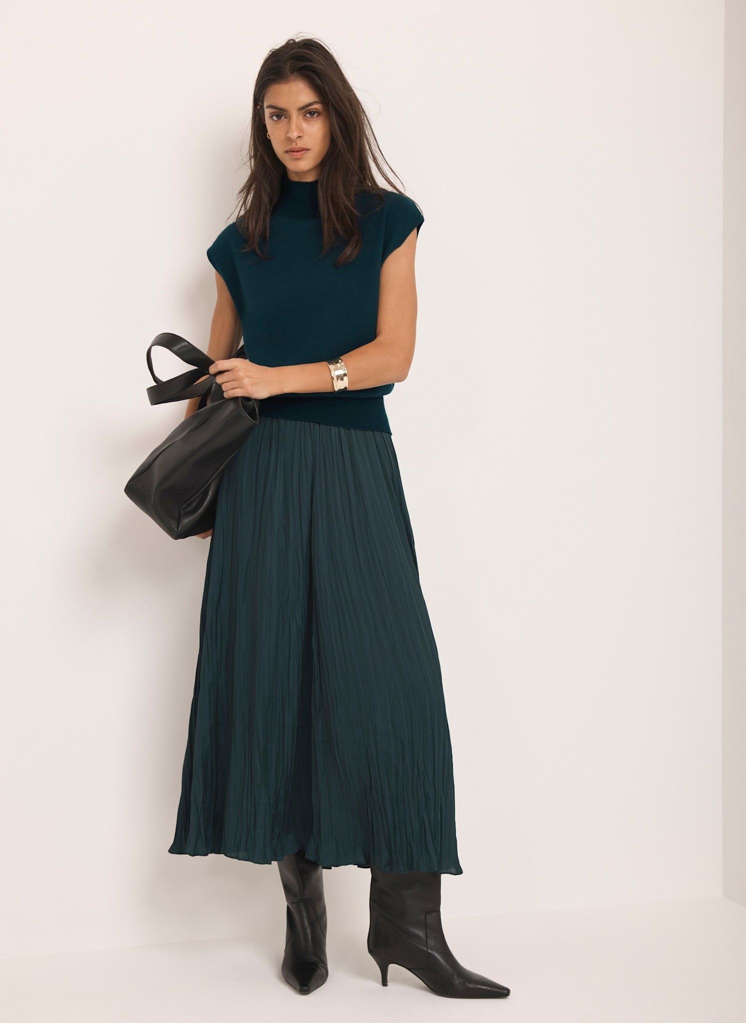 Teal Wool Blend Sleeveless Knit Top