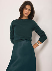 Teal Layered Satin Midi Dress