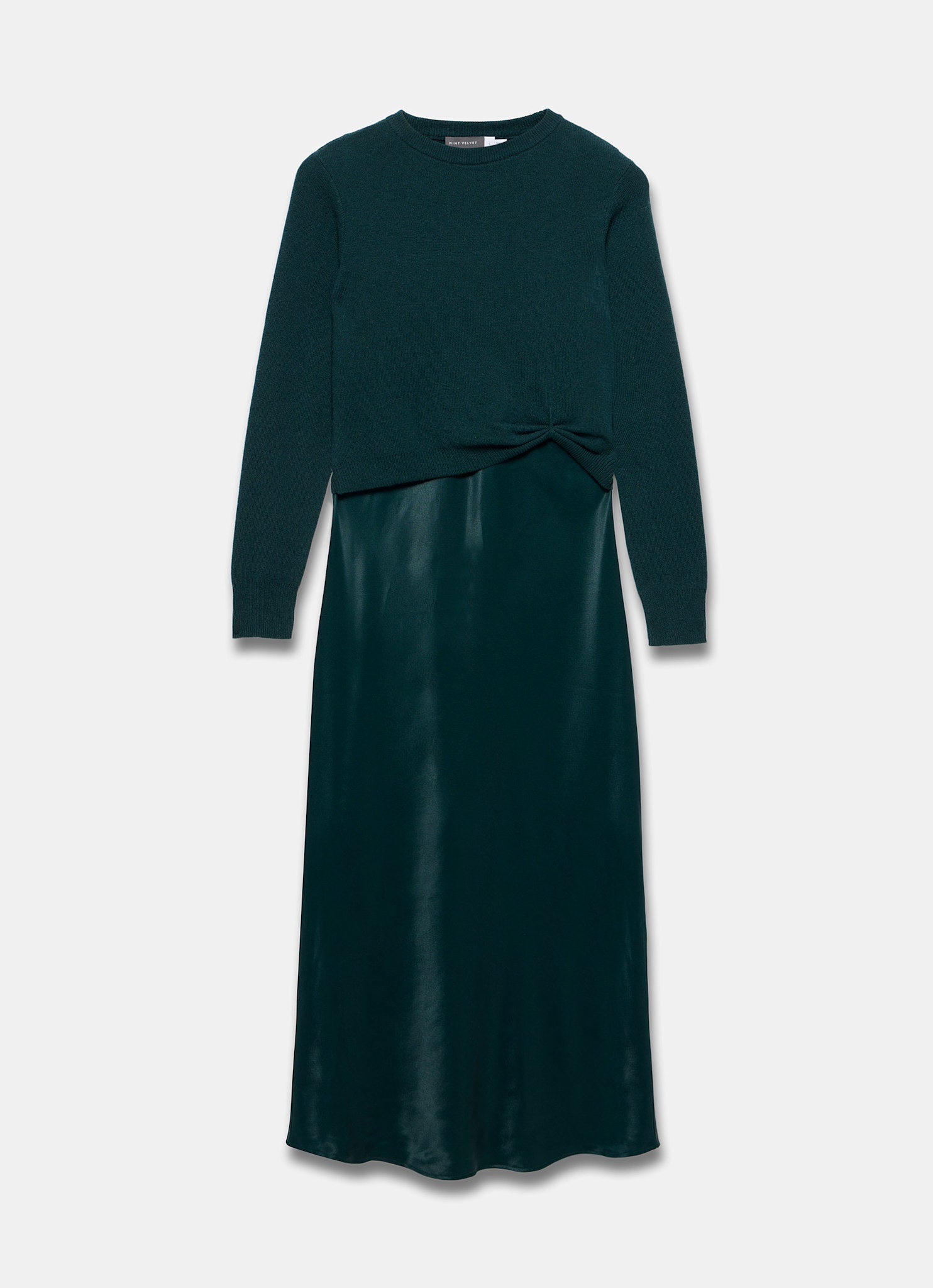 Teal Layered Satin Midi Dress