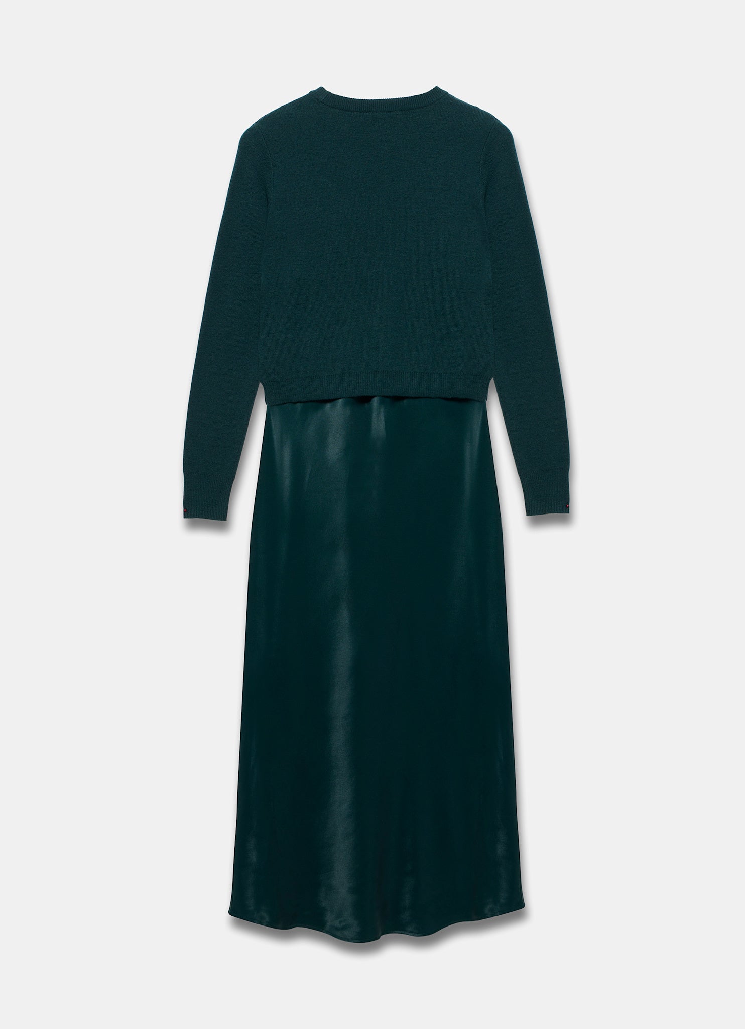 Teal Layered Satin Midi Dress