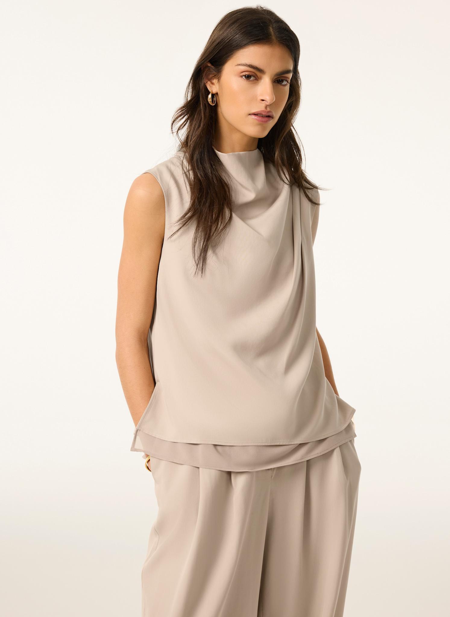 Neutral Cowl Neck Top
