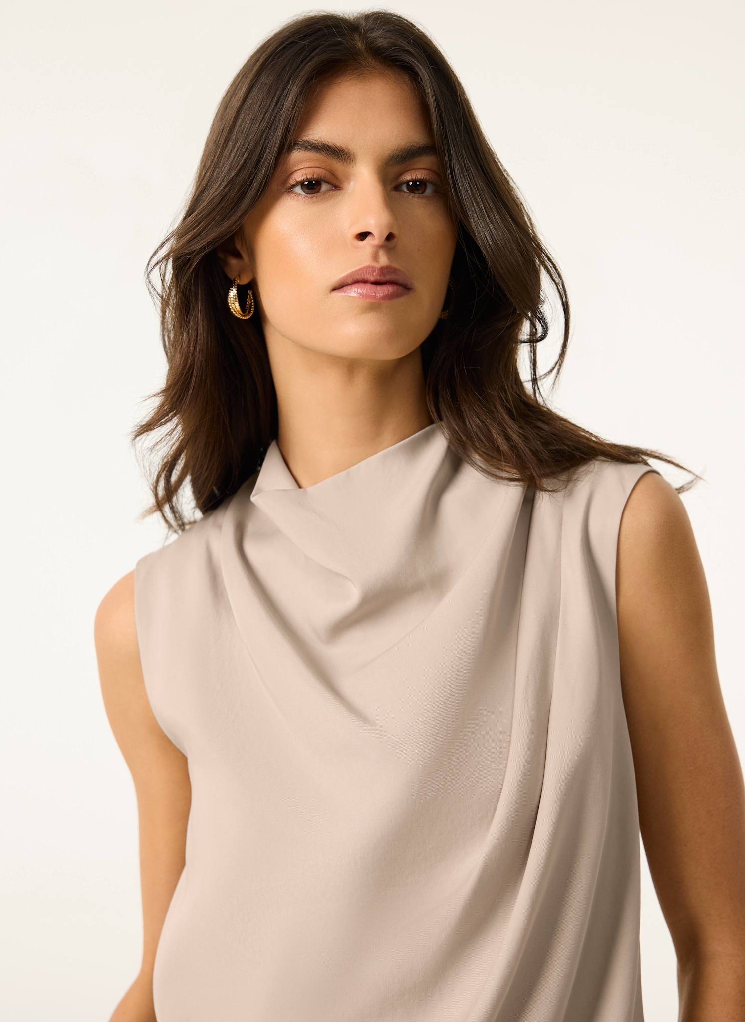 Neutral Cowl Neck Top