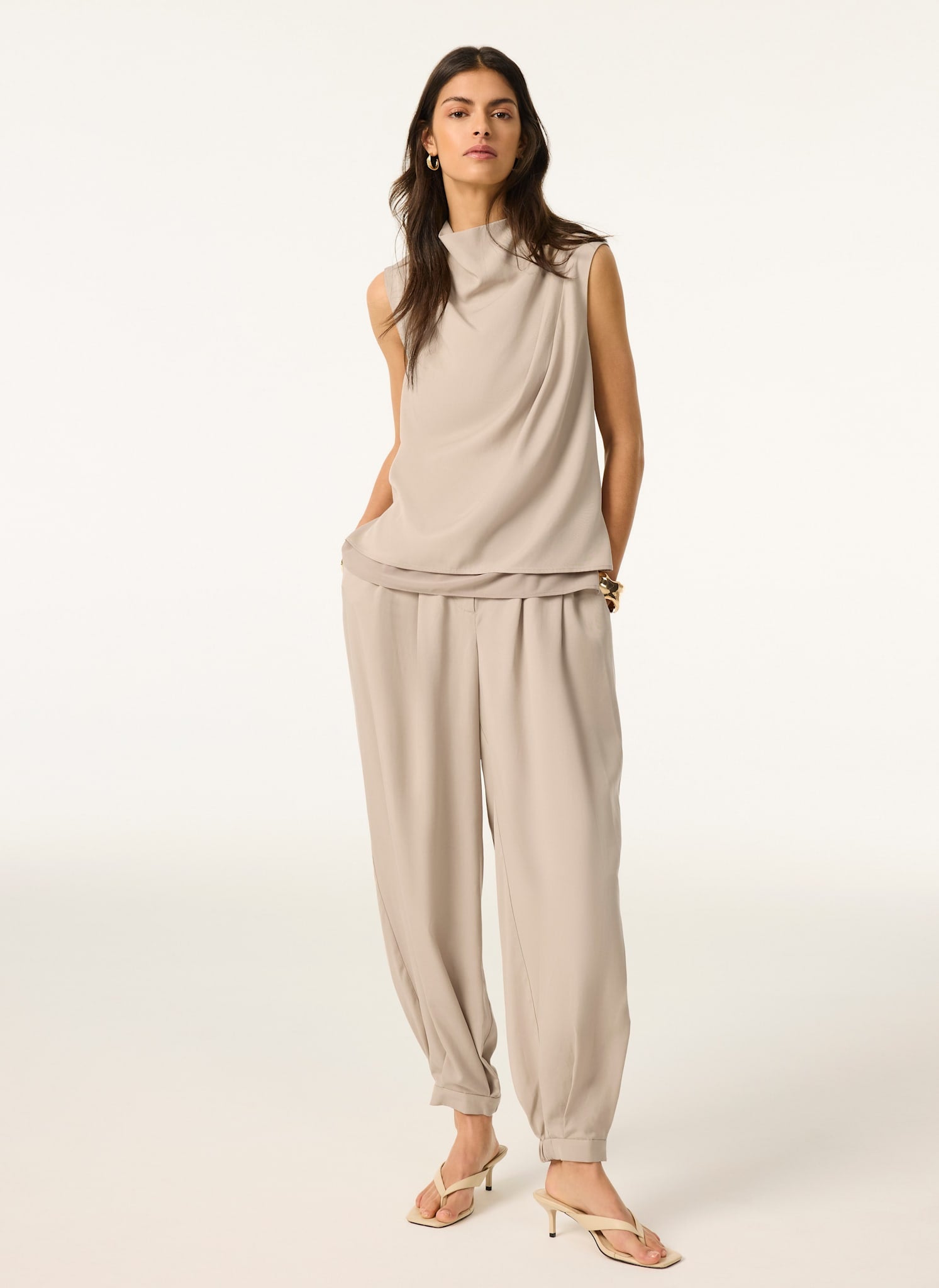 Neutral Cowl Neck Top