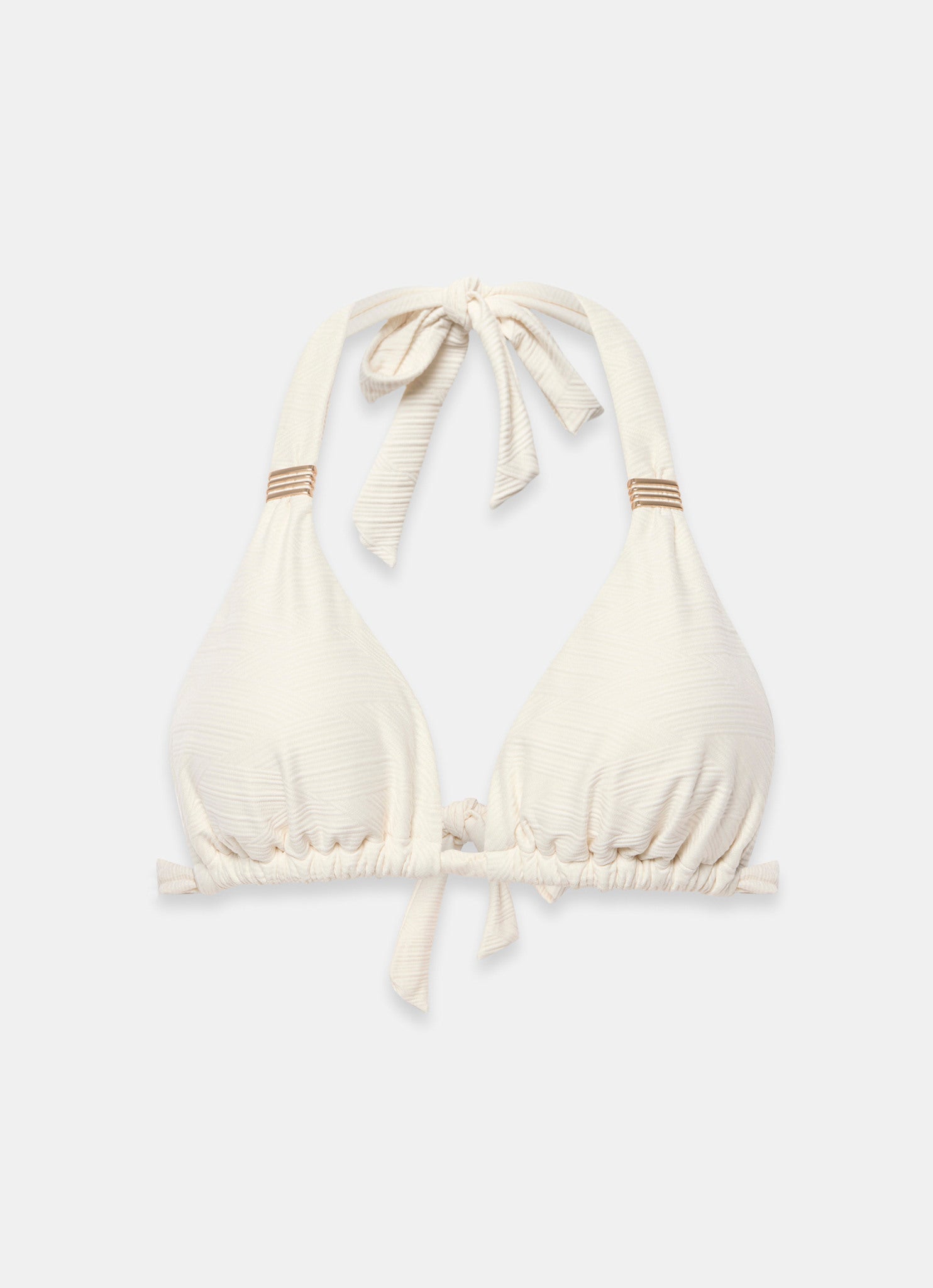 Cream Textured Triangle Bikini Top