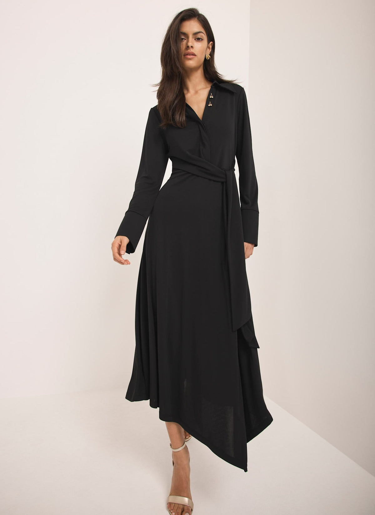 Black Tie Front Maxi Dress
