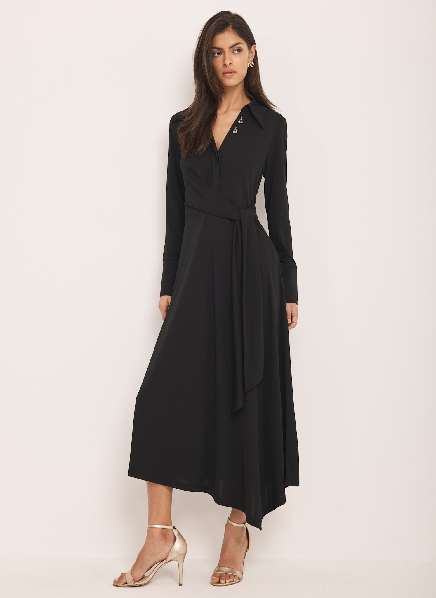 Black Tie Front Maxi Dress