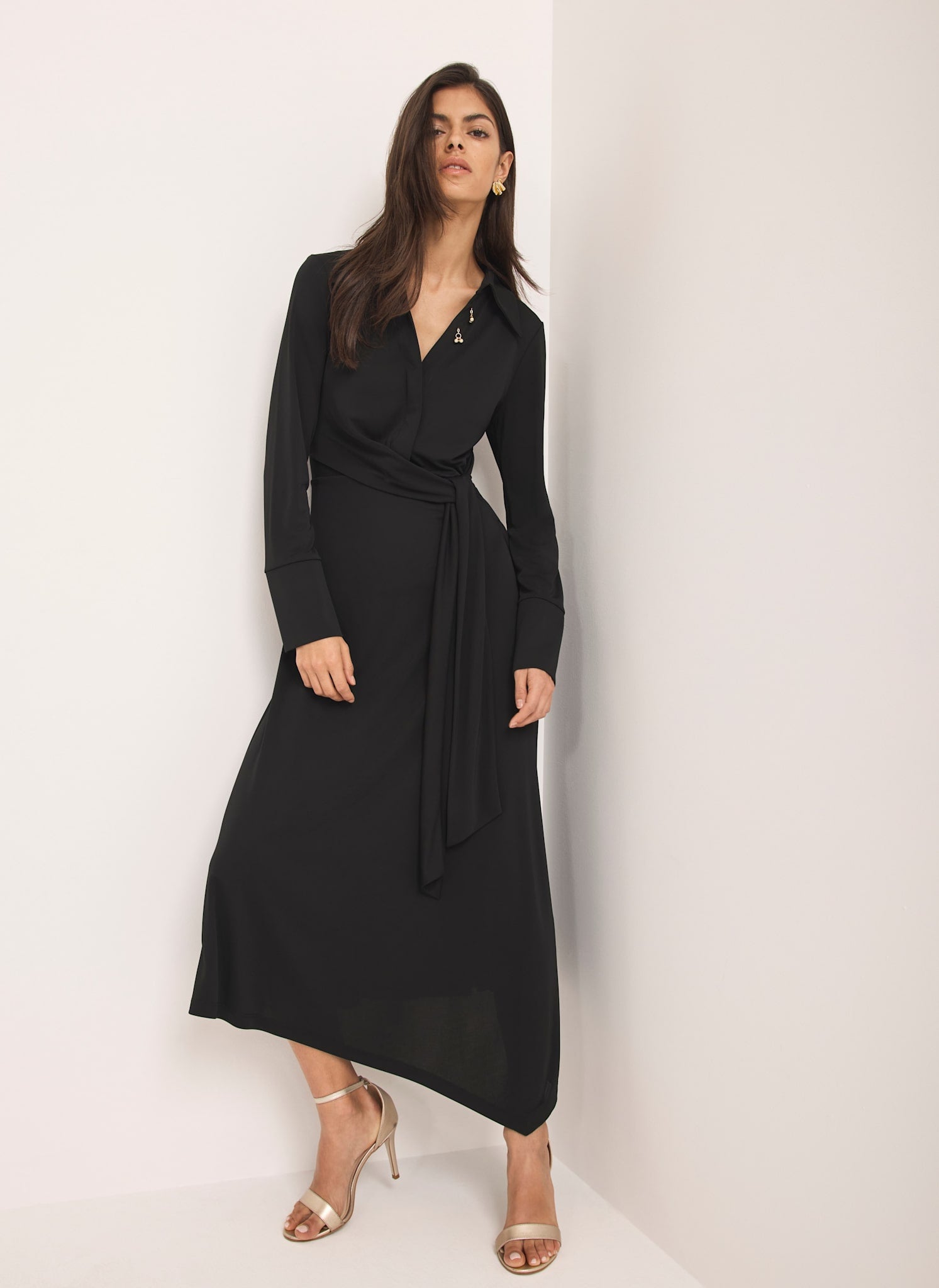 Black Tie Front Maxi Dress