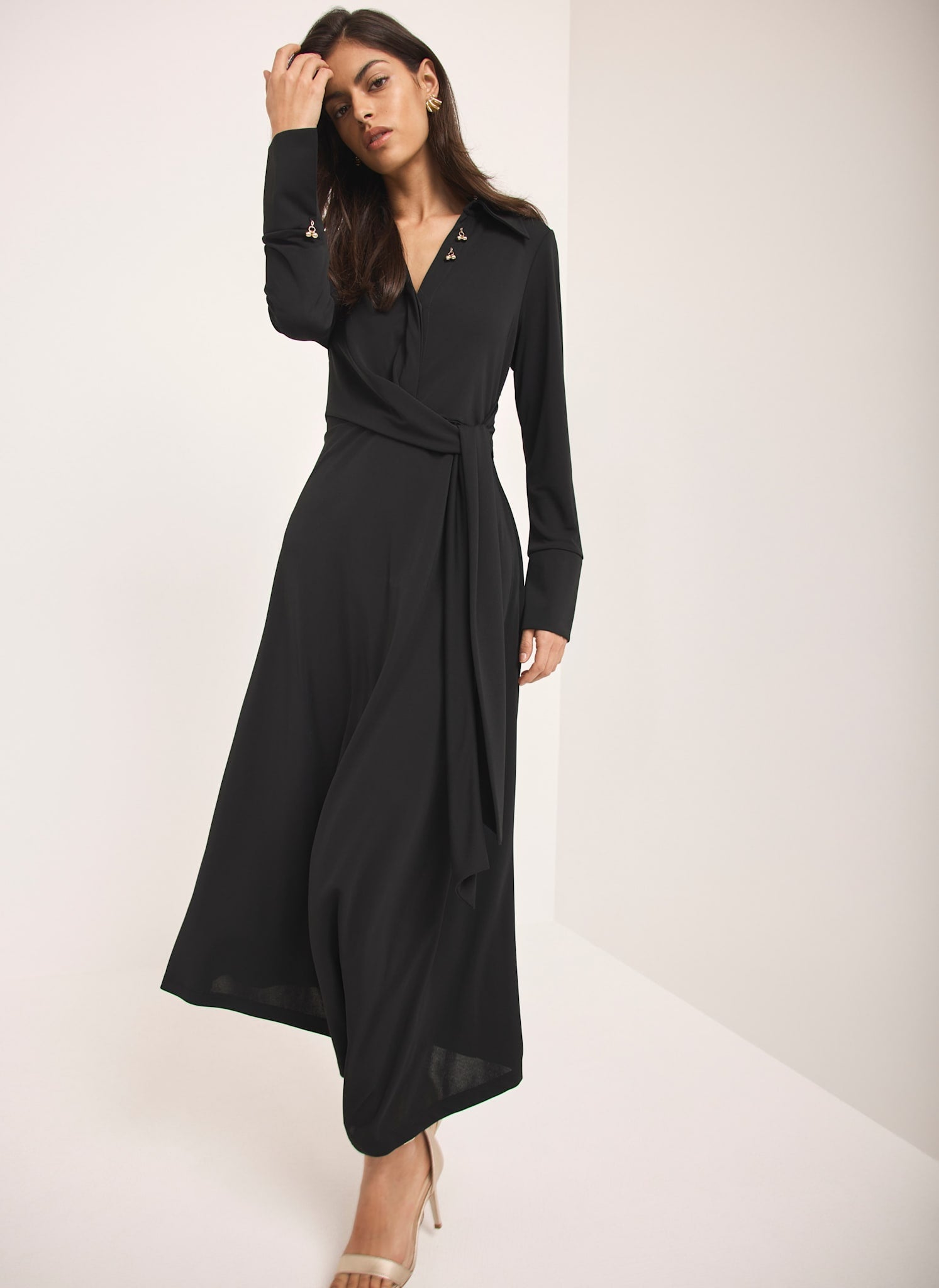 Black Tie Front Maxi Dress