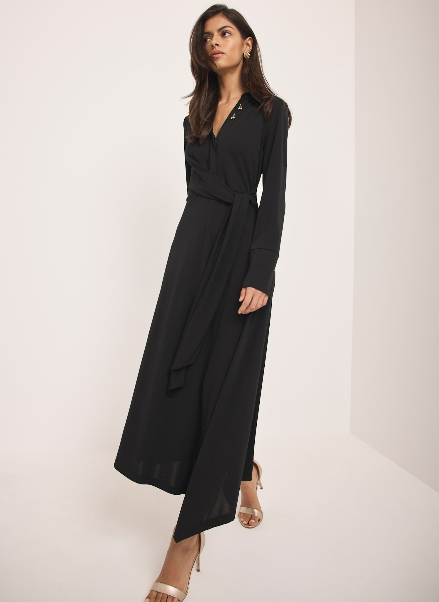 Black Tie Front Maxi Dress