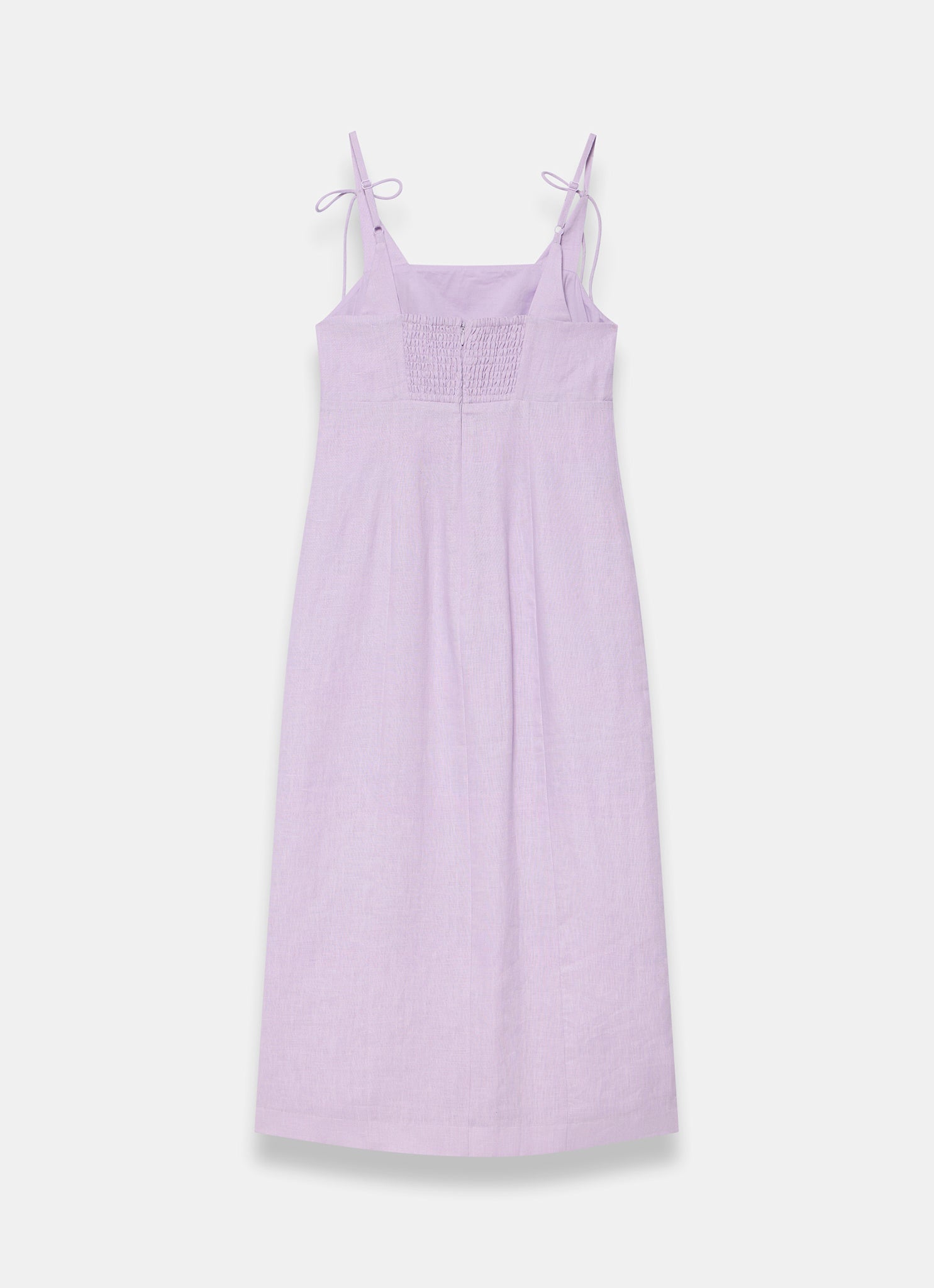 Lilac Linen Bow Detail Midi Dress