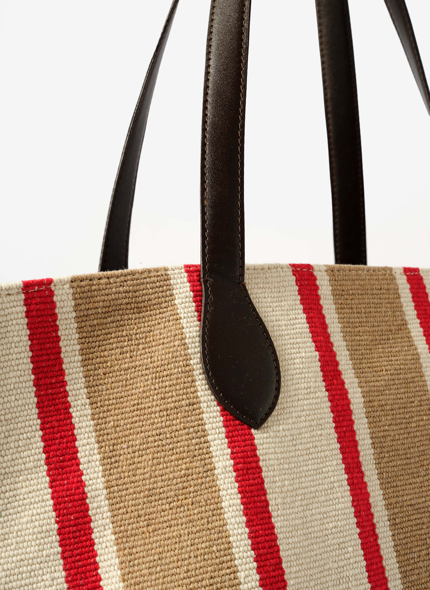 Tilly Neutral Striped Canvas Tote Bag