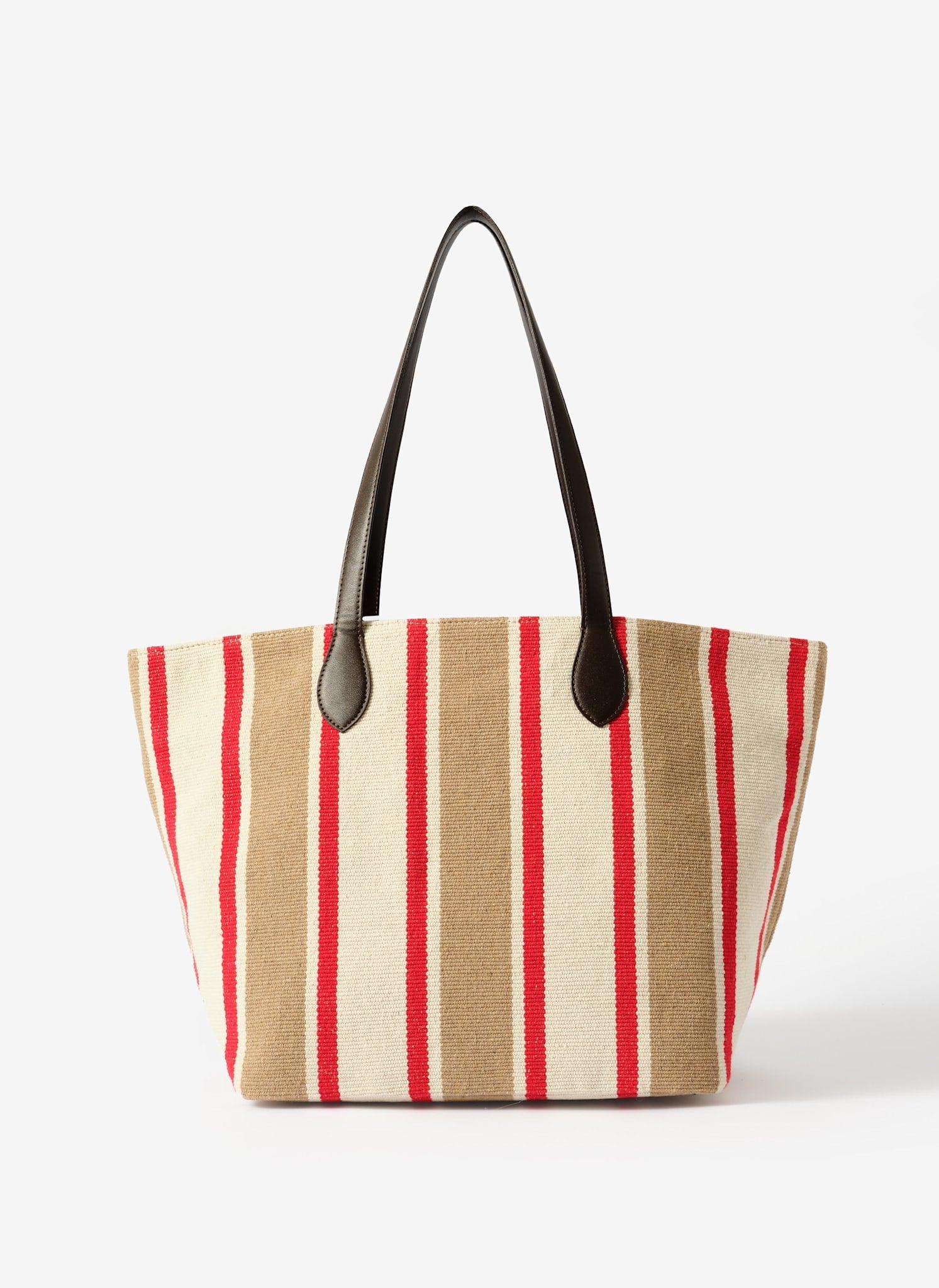 Tilly Neutral Striped Canvas Tote Bag