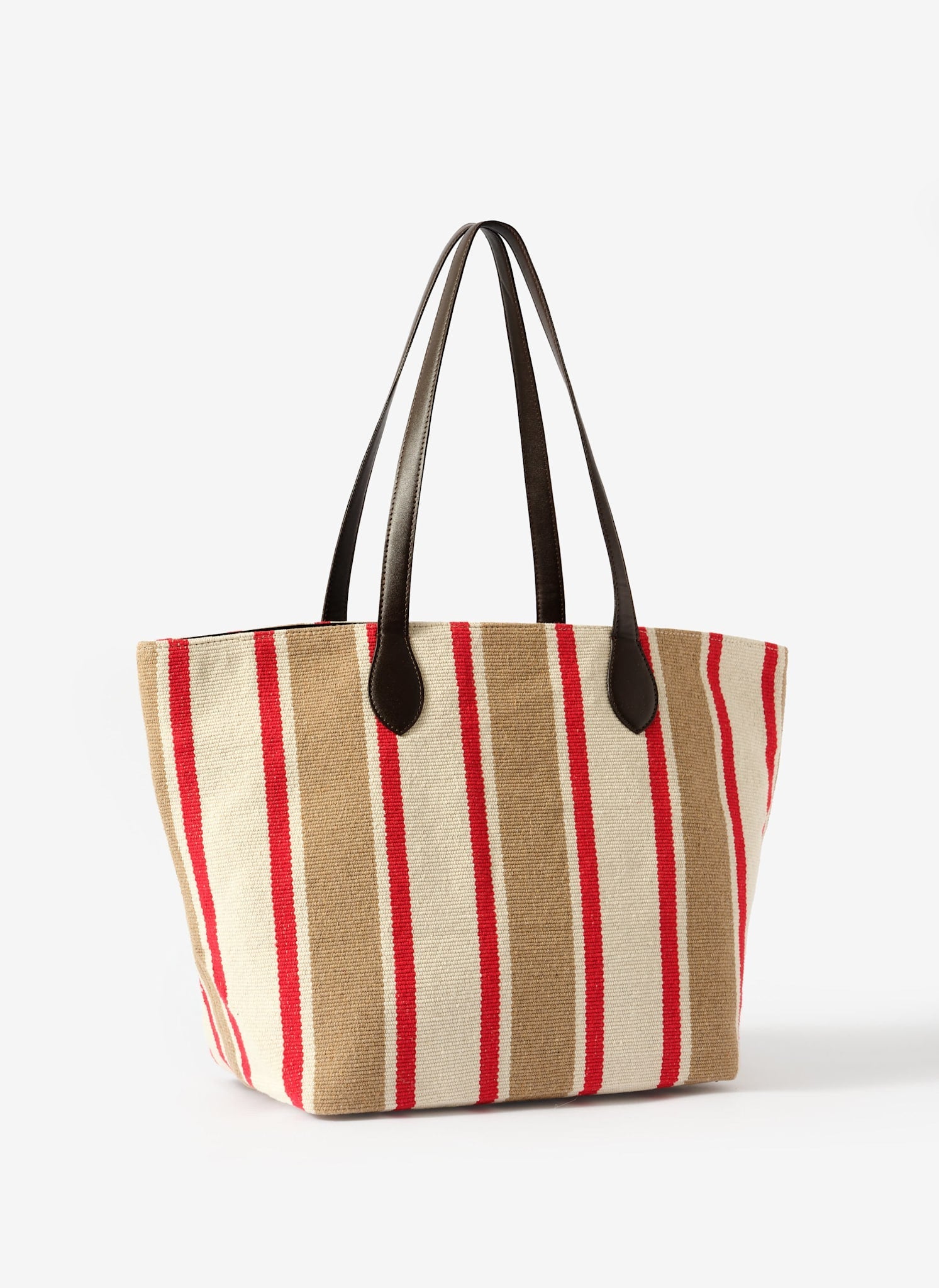 Tilly Neutral Striped Canvas Tote Bag