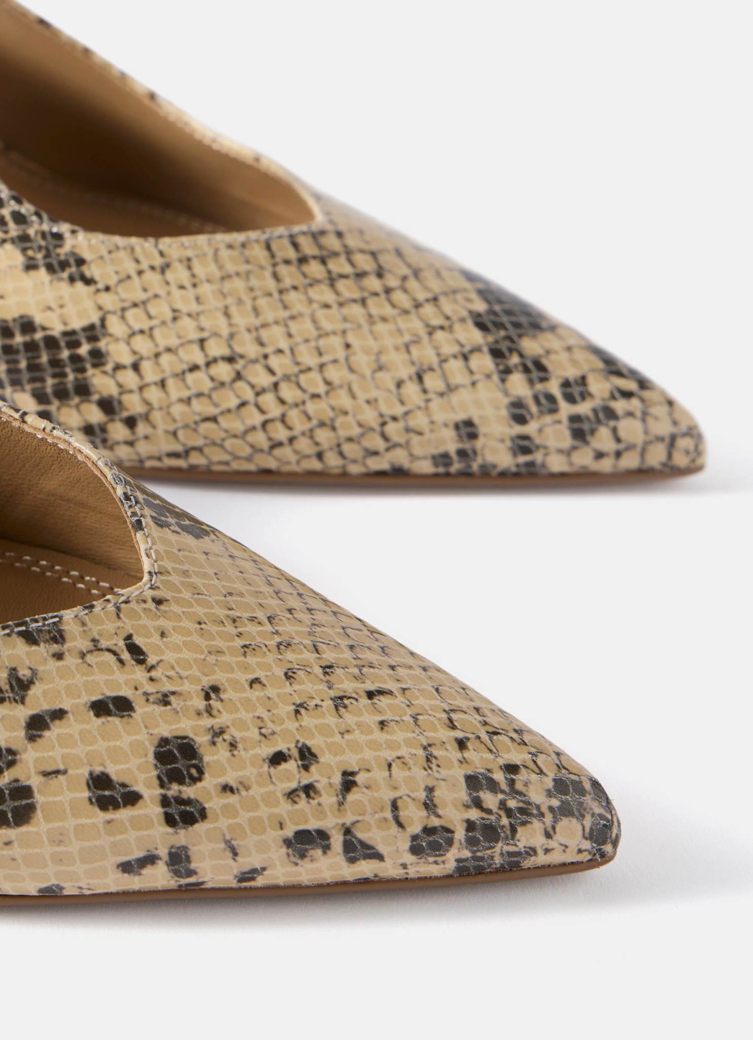 Tori Neutral Snake Print Leather Heels
