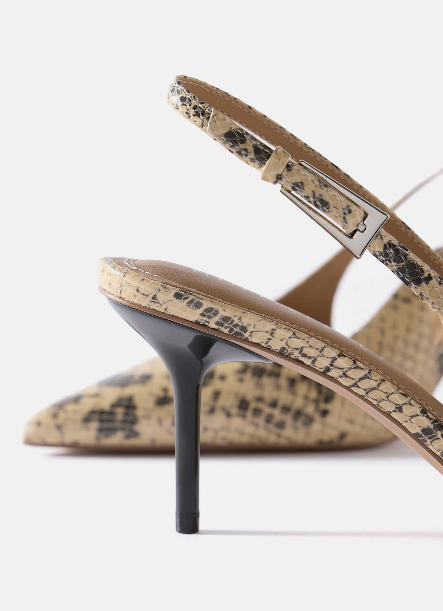 Tori Neutral Snake Print Leather Heels