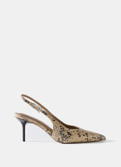 Tori Neutral Snake Print Leather Heels