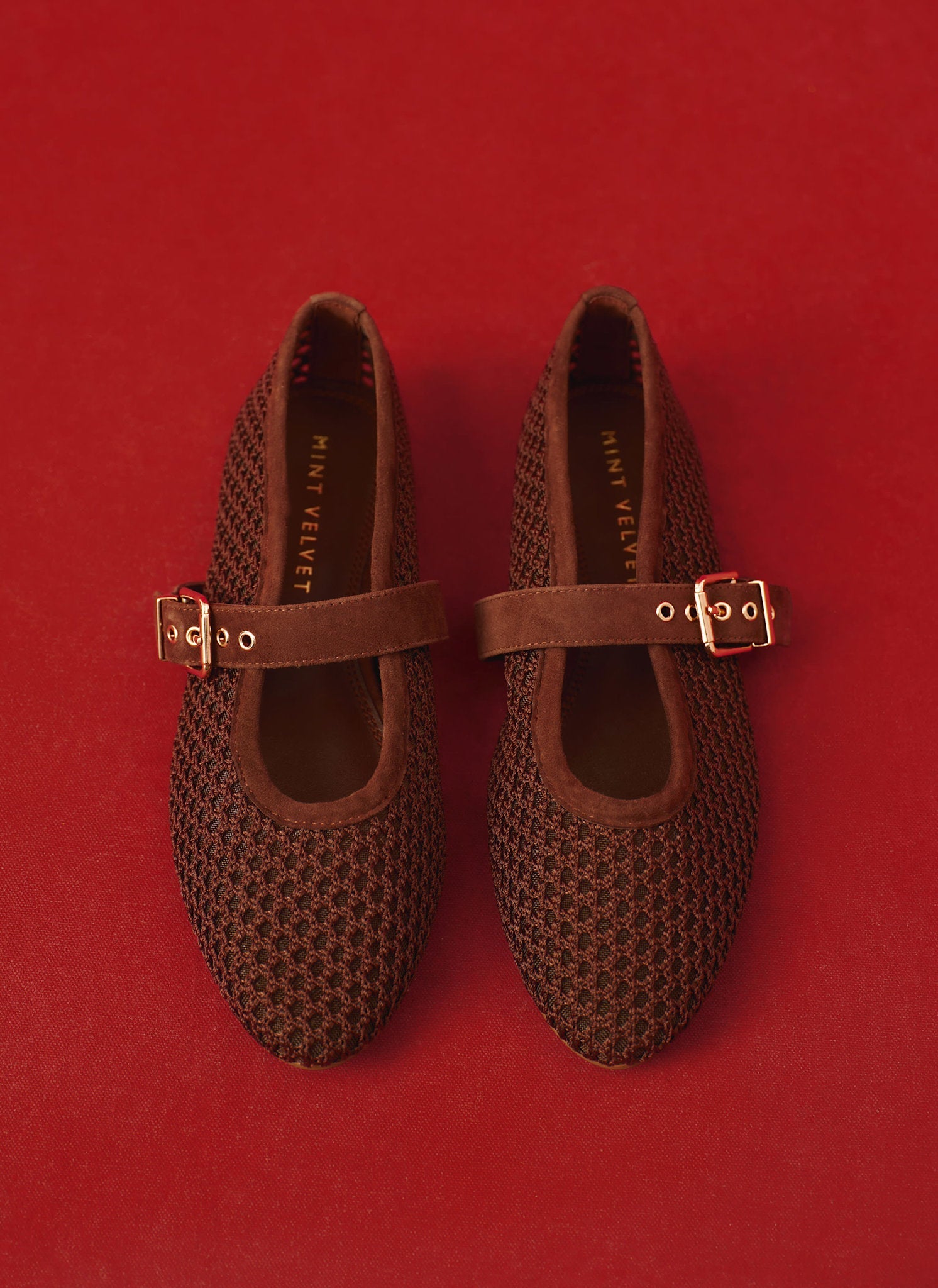 Trixie Brown Mesh Ballet Flat Pumps