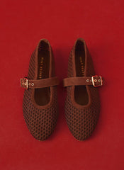 Trixie Brown Mesh Ballet Flat Pumps