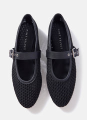 Trixie Black Mesh Ballet Flat Pumps