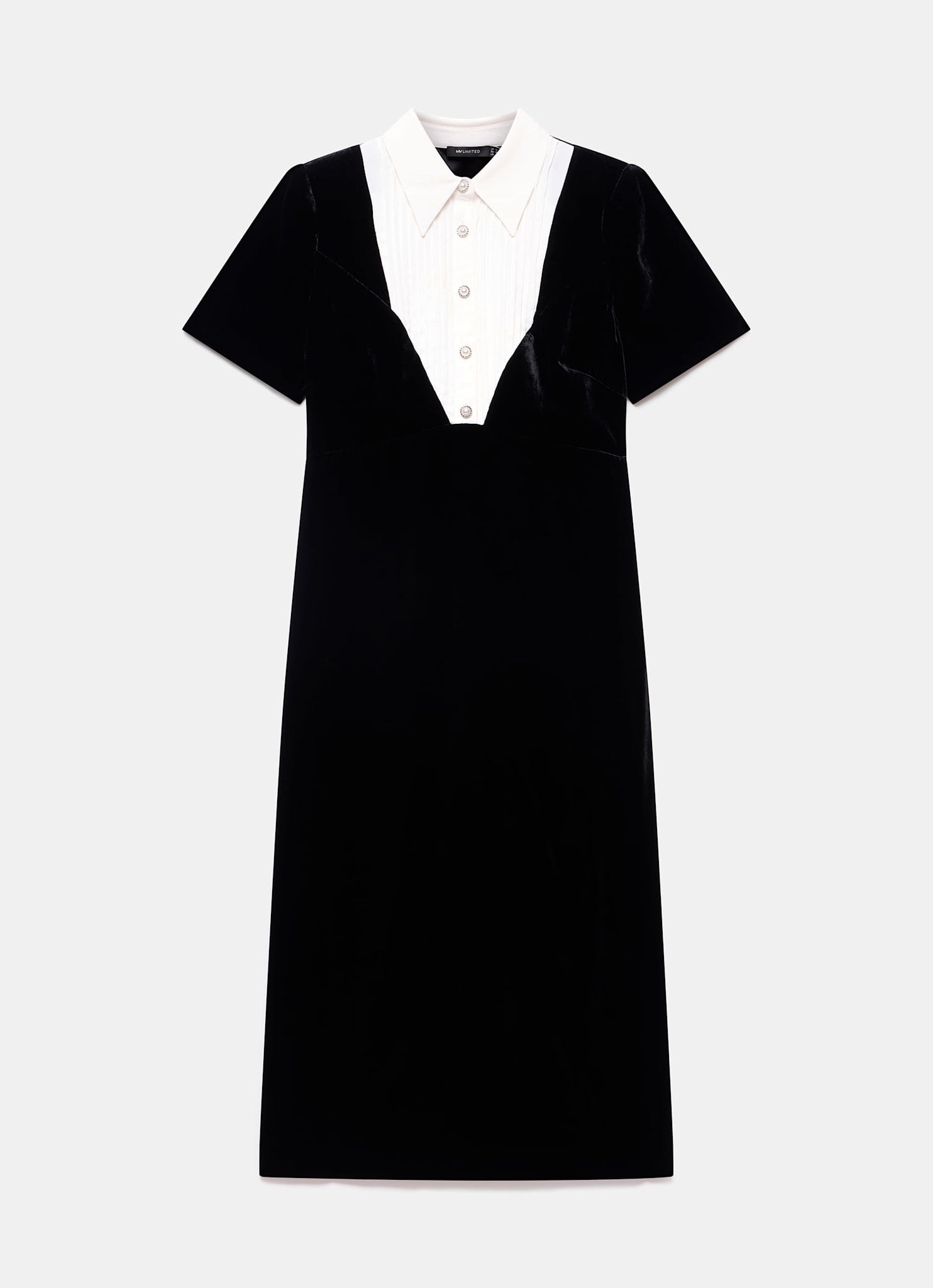 Black Velvet Shirt Midi Dress