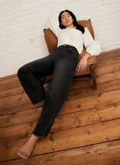 Washed Black Barrel Leg Jeans