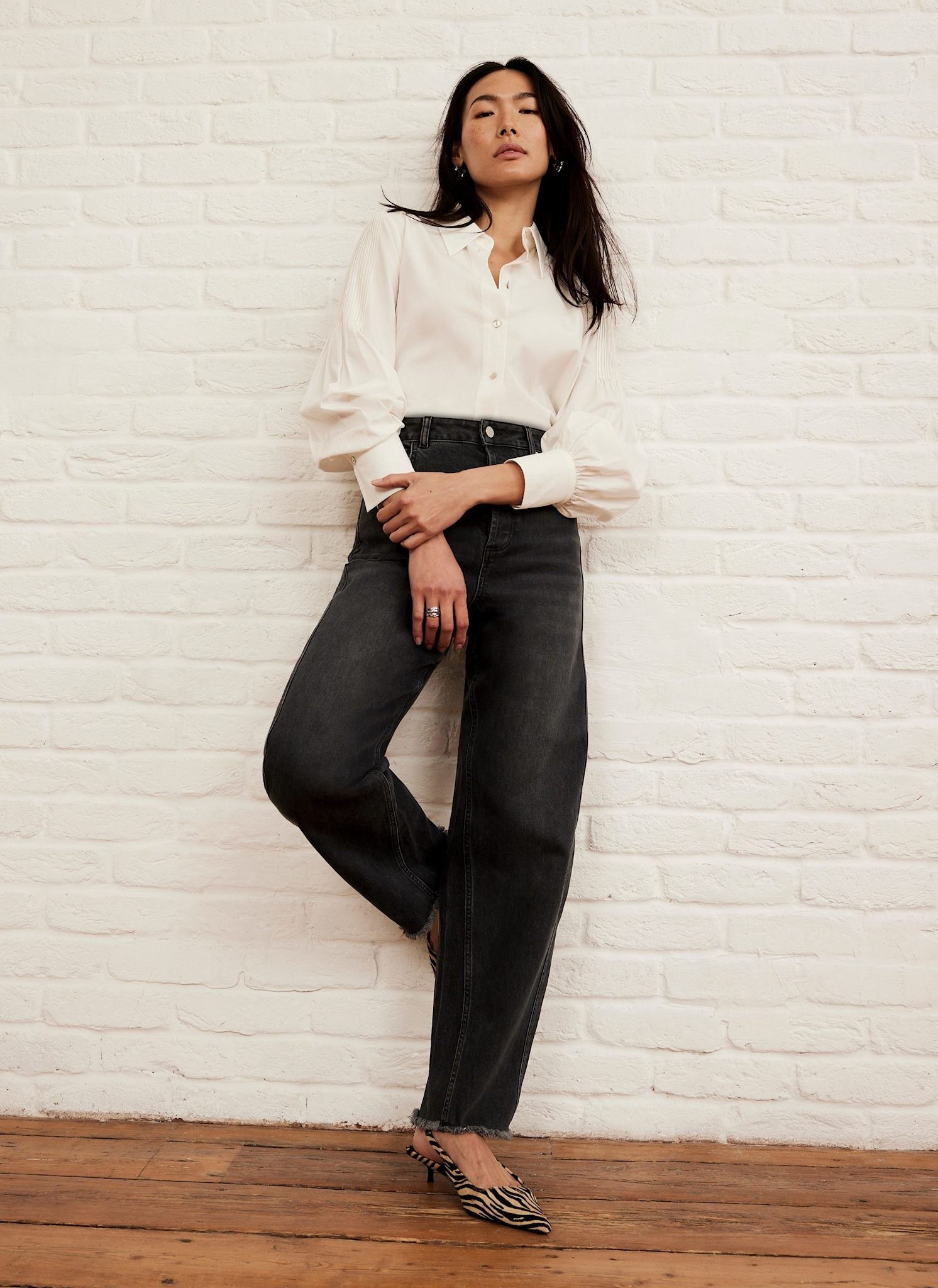 Washed Black Barrel Leg Jeans