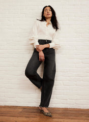 Washed Black Barrel Leg Jeans