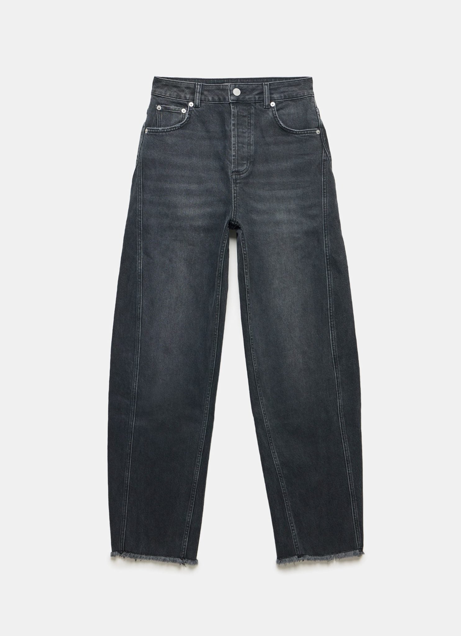 Washed Black Barrel Leg Jeans