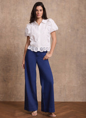 Blue Washed Refined Wide Jeans