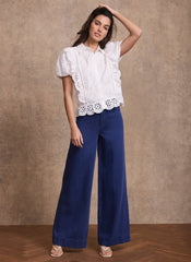 Blue Washed Refined Wide Jeans