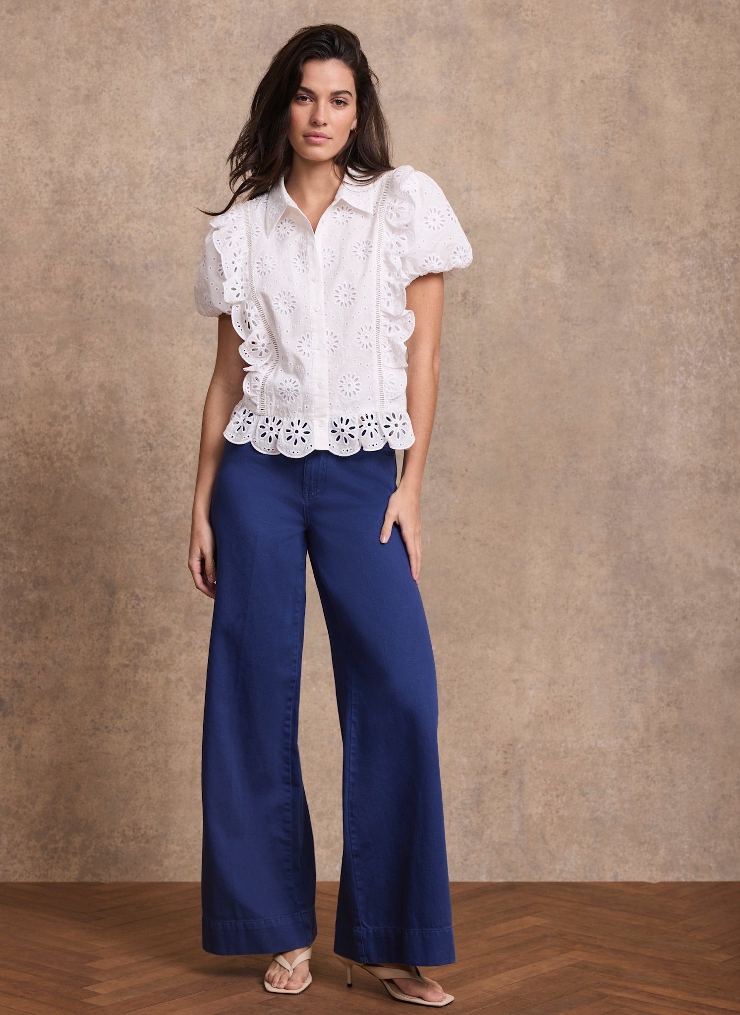 Blue Washed Refined Wide Jeans