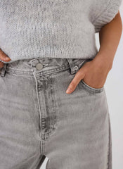 Washed Grey Wide Jeans