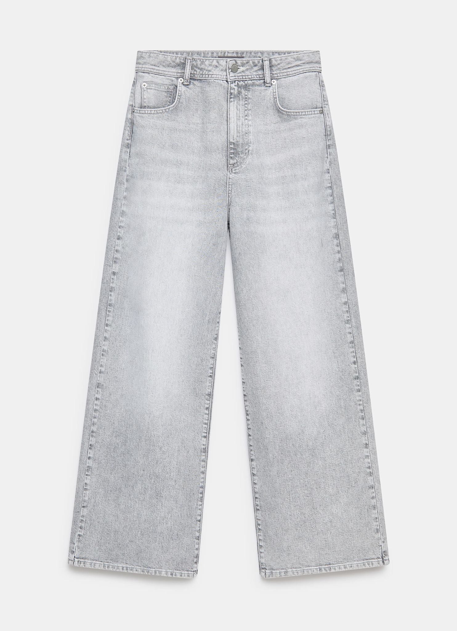 Washed Grey Wide Jeans