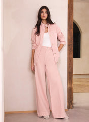 Washed Pink Wide Jeans