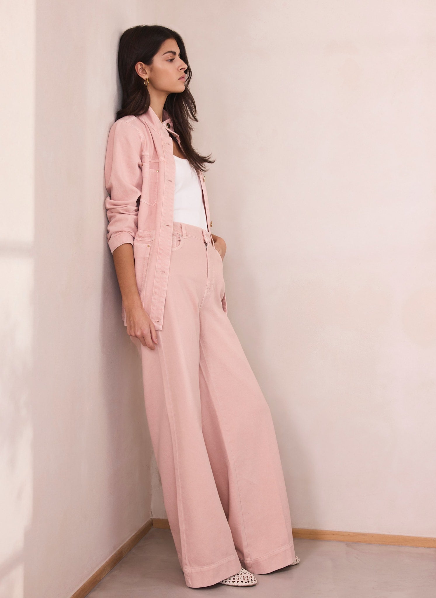Washed Pink Wide Jeans