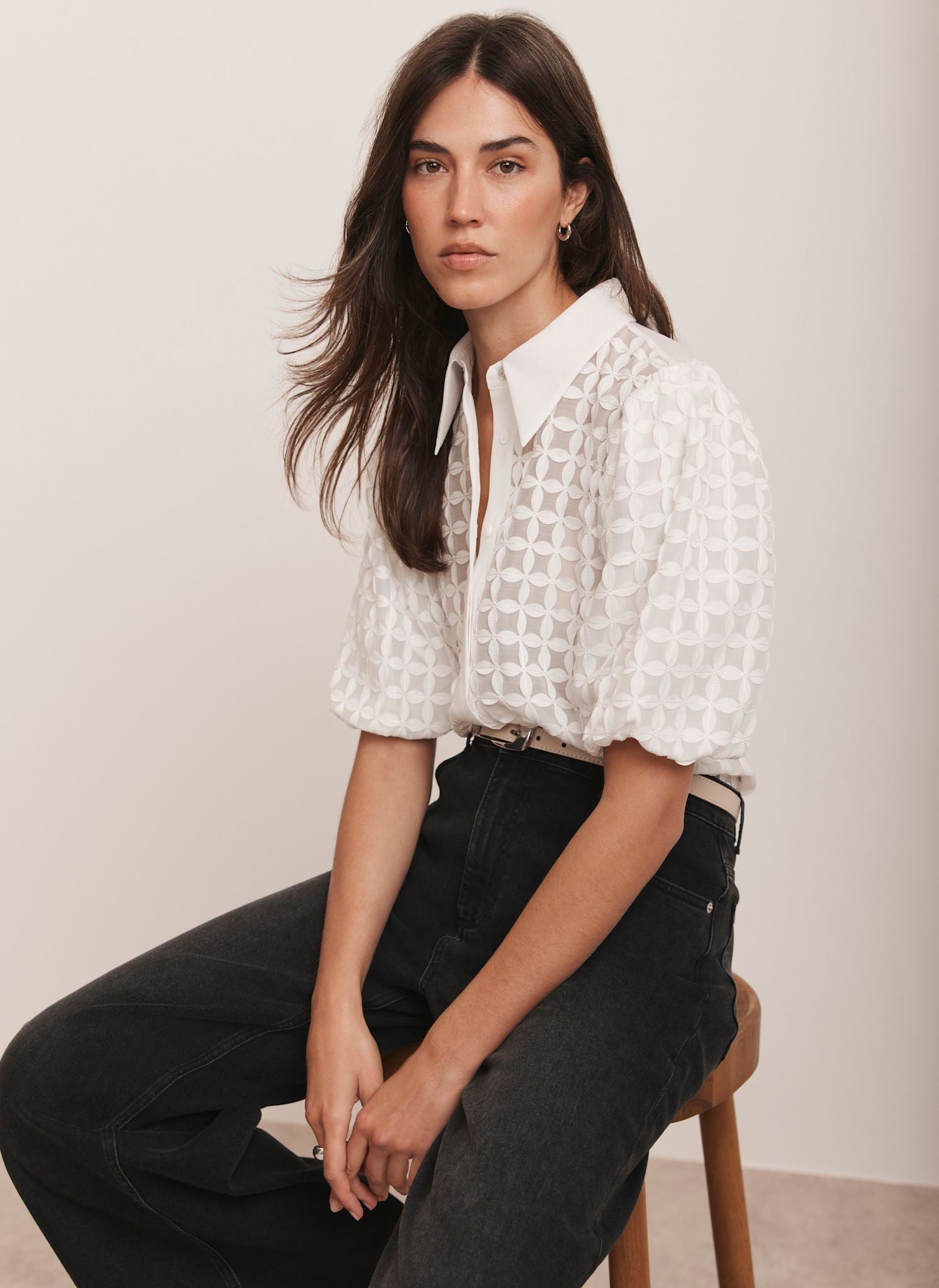 White Petal Detail Shirt