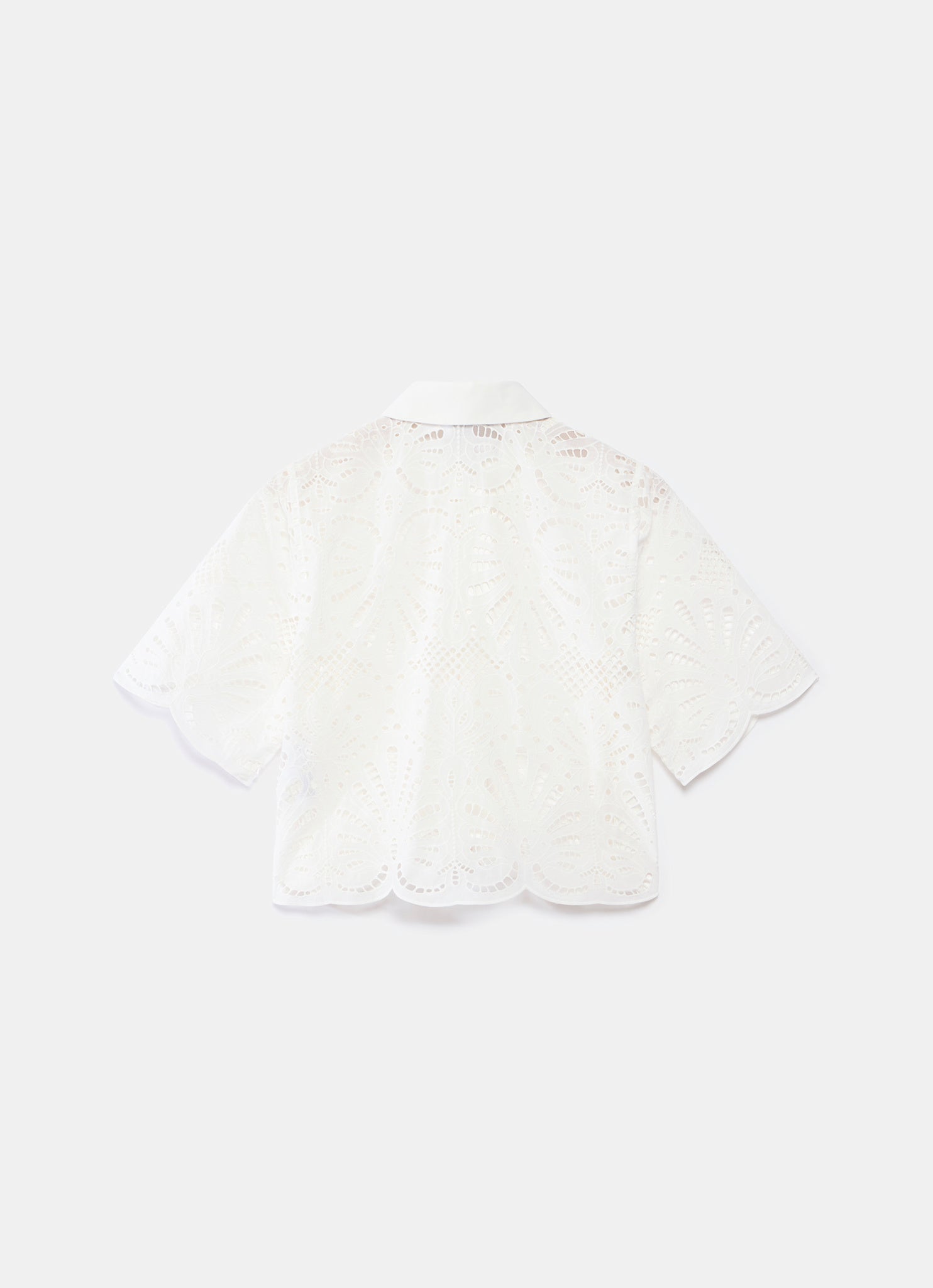 White Broderie Cropped Shirt