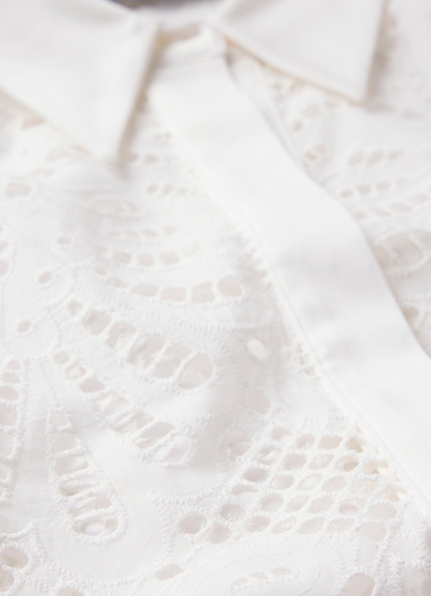 White Broderie Cropped Shirt