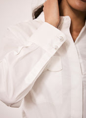 White Cotton Scallop Detail Shirt