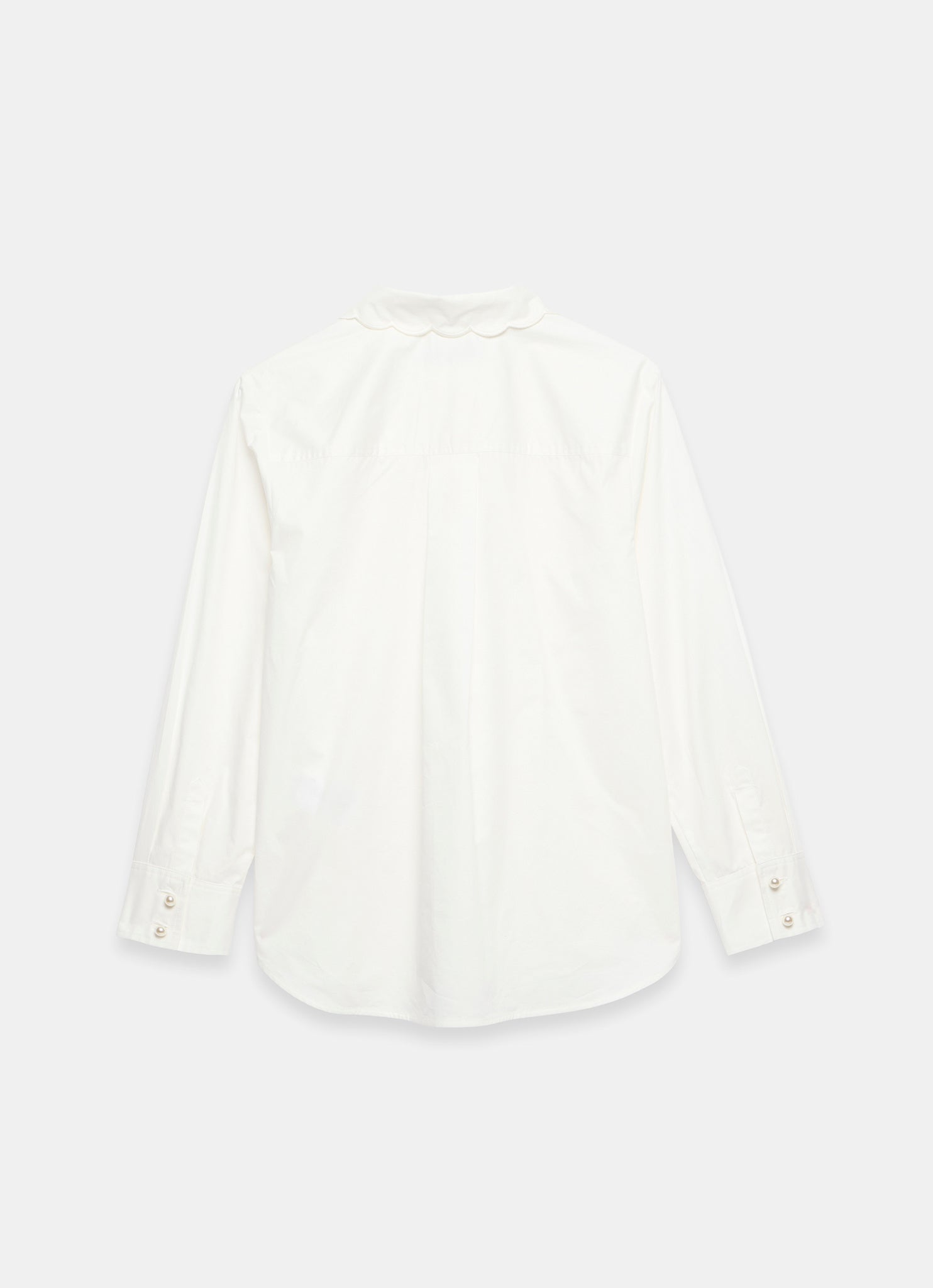 White Cotton Scallop Detail Shirt