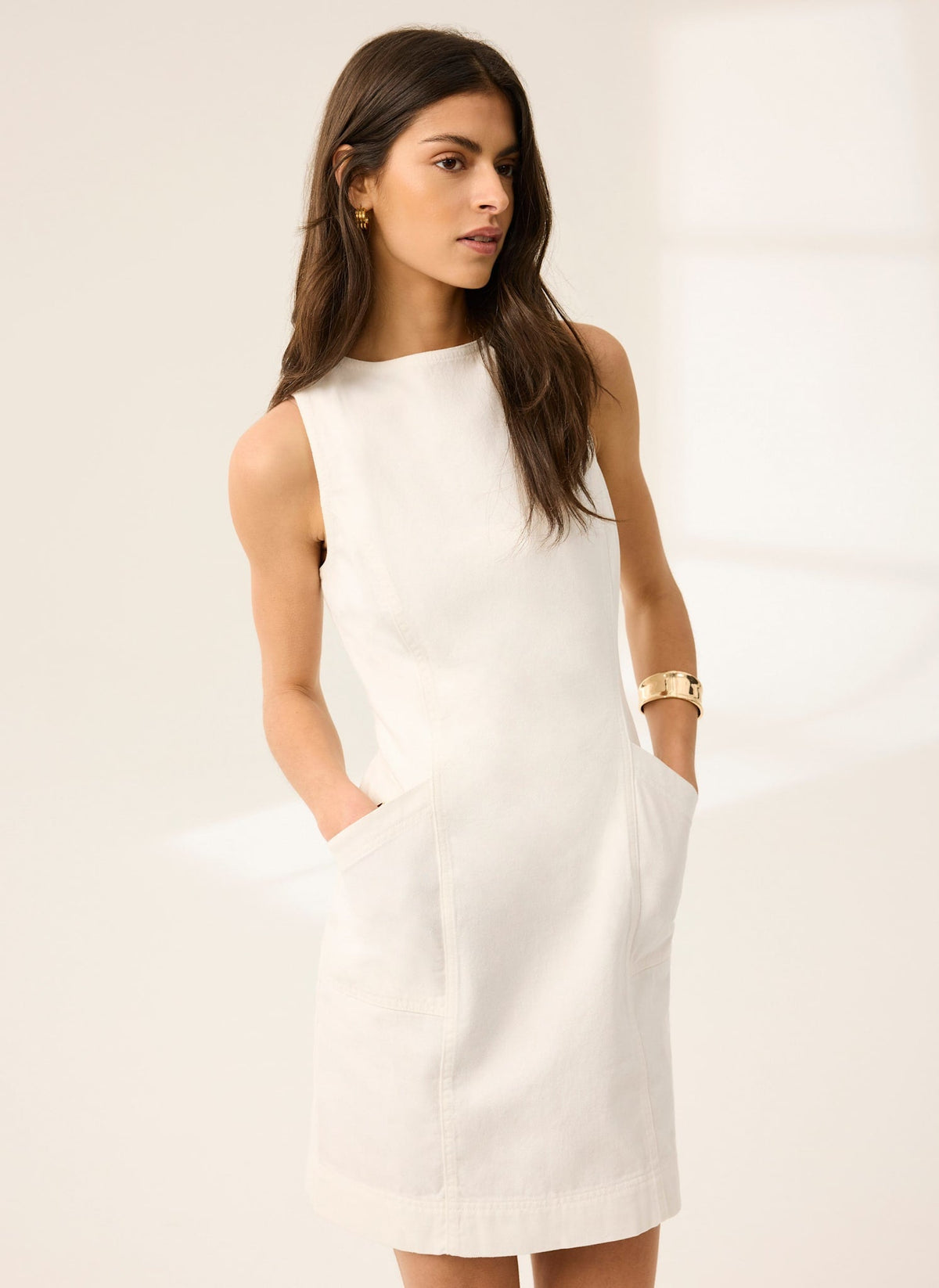 White Denim Mini Dress