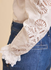 White Cotton Embroidered Blouse