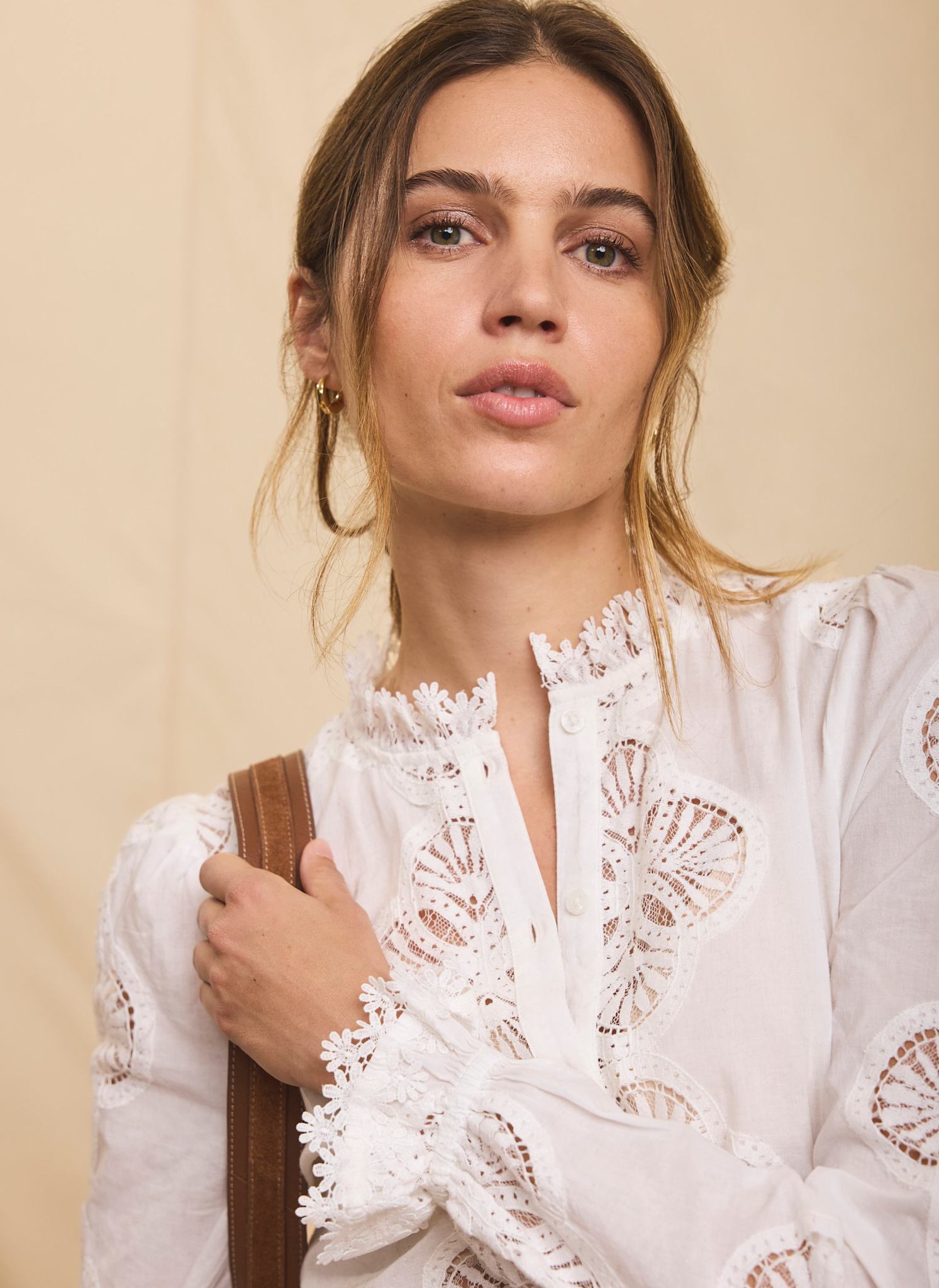 White Cotton Embroidered Blouse