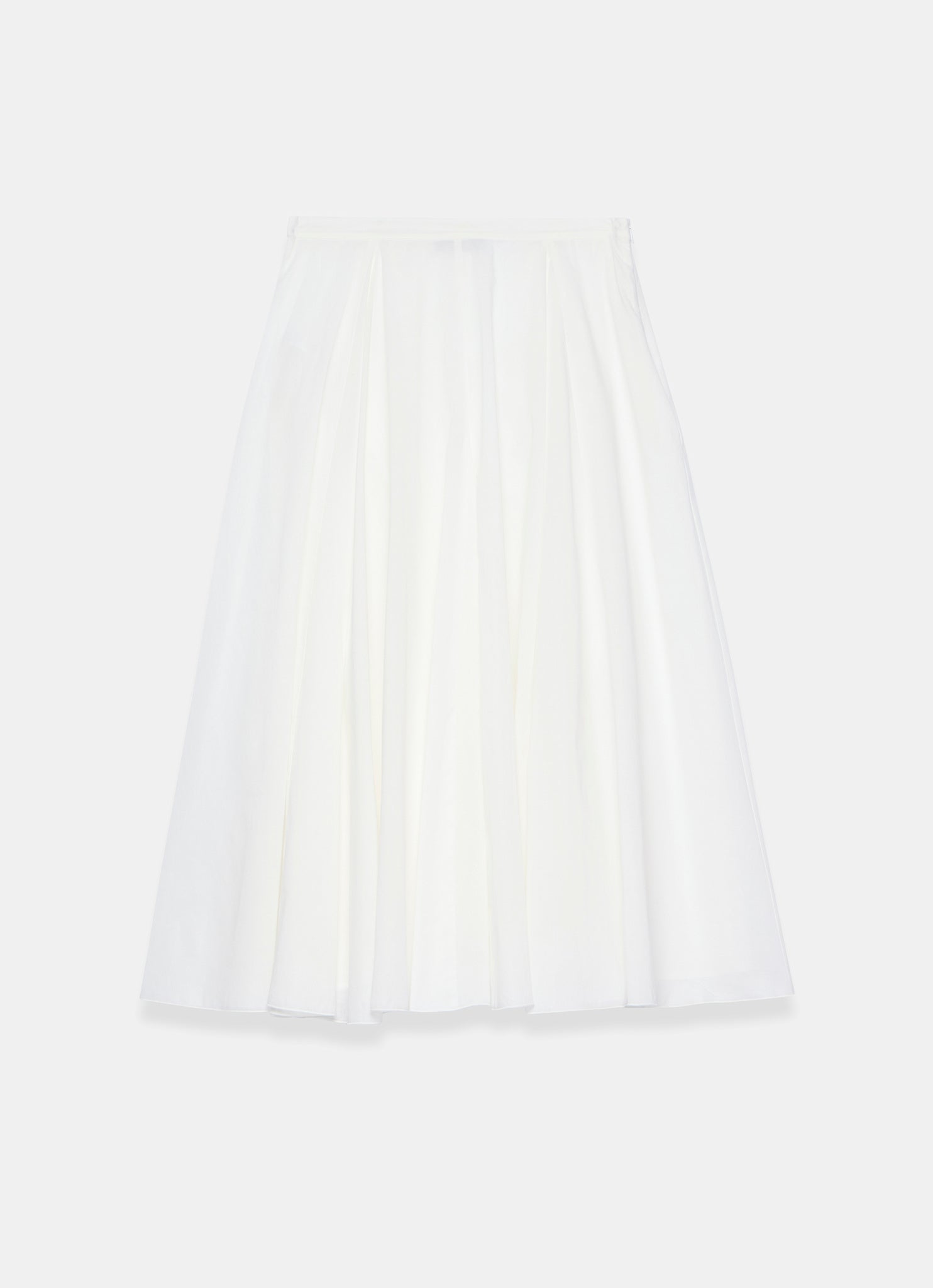 White Cotton Full Midi Skirt