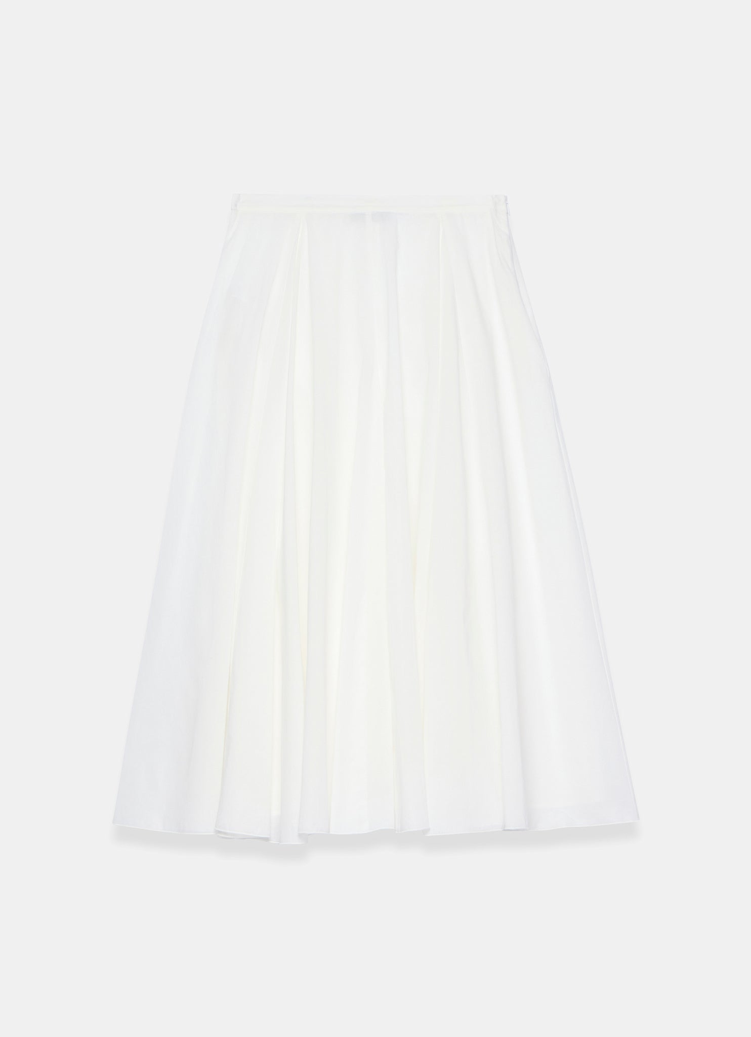 White Cotton Full Midi Skirt