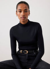 Black High Neck Layering Top