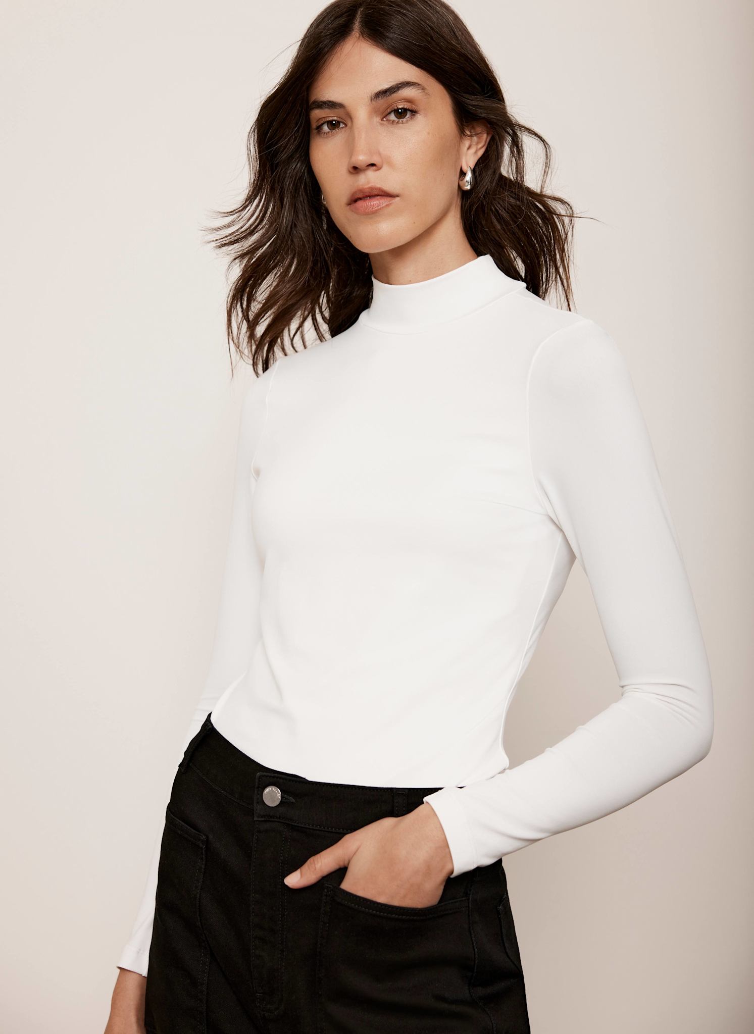 White High Neck Layering Top