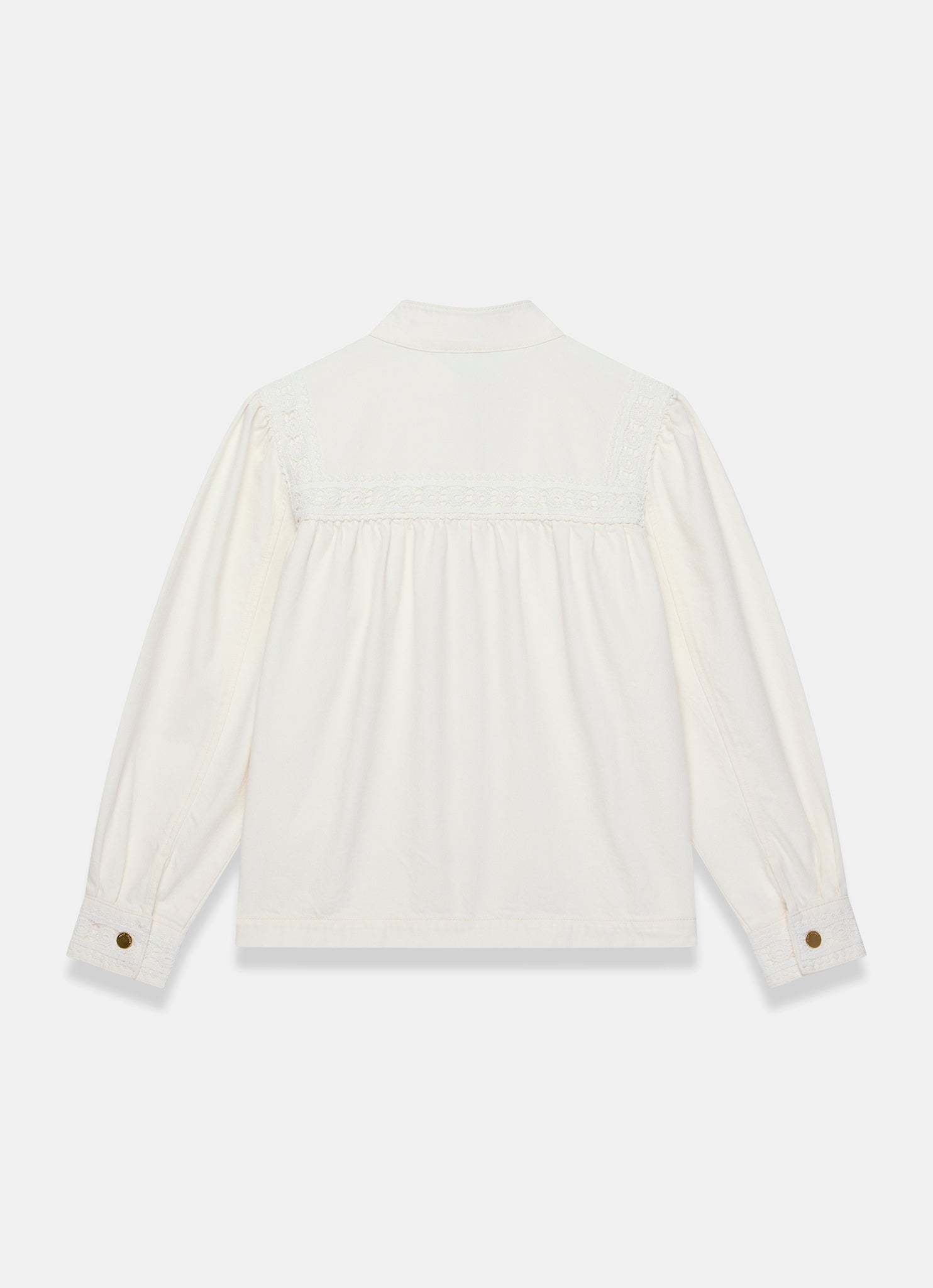 White Lace Trim Denim Jacket