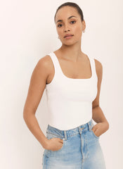 White Layering Scoop Neck Vest